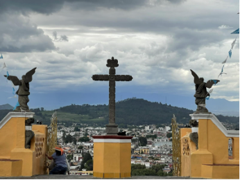 The view of Cholula, Puebla from the Santuario de la Virgen de los Remedios. 
