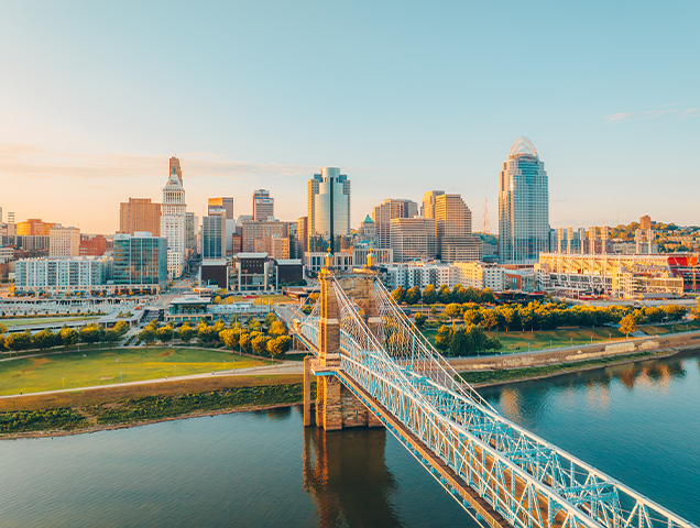 City of Cincinnati downtown aerial view