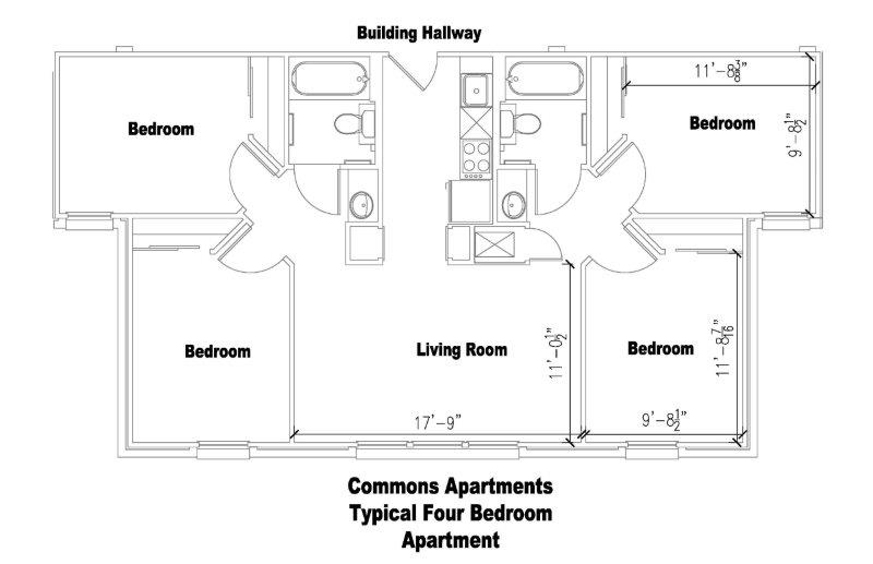 Commons Apartments Four-Bedroom Apartment Plan
