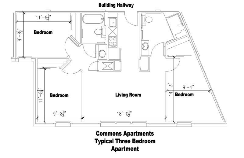 Commons Apartments Three-Bedroom Apartment Plan