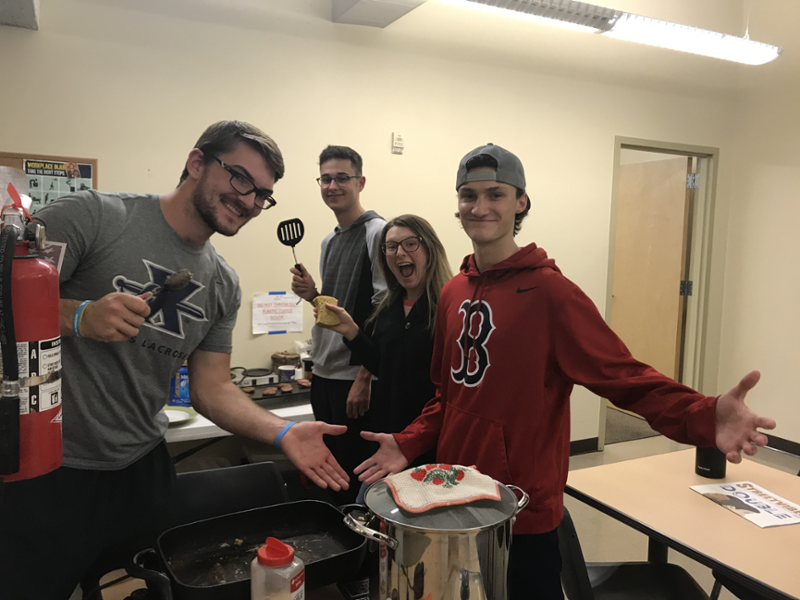 Students volunteering at a soup kitchen