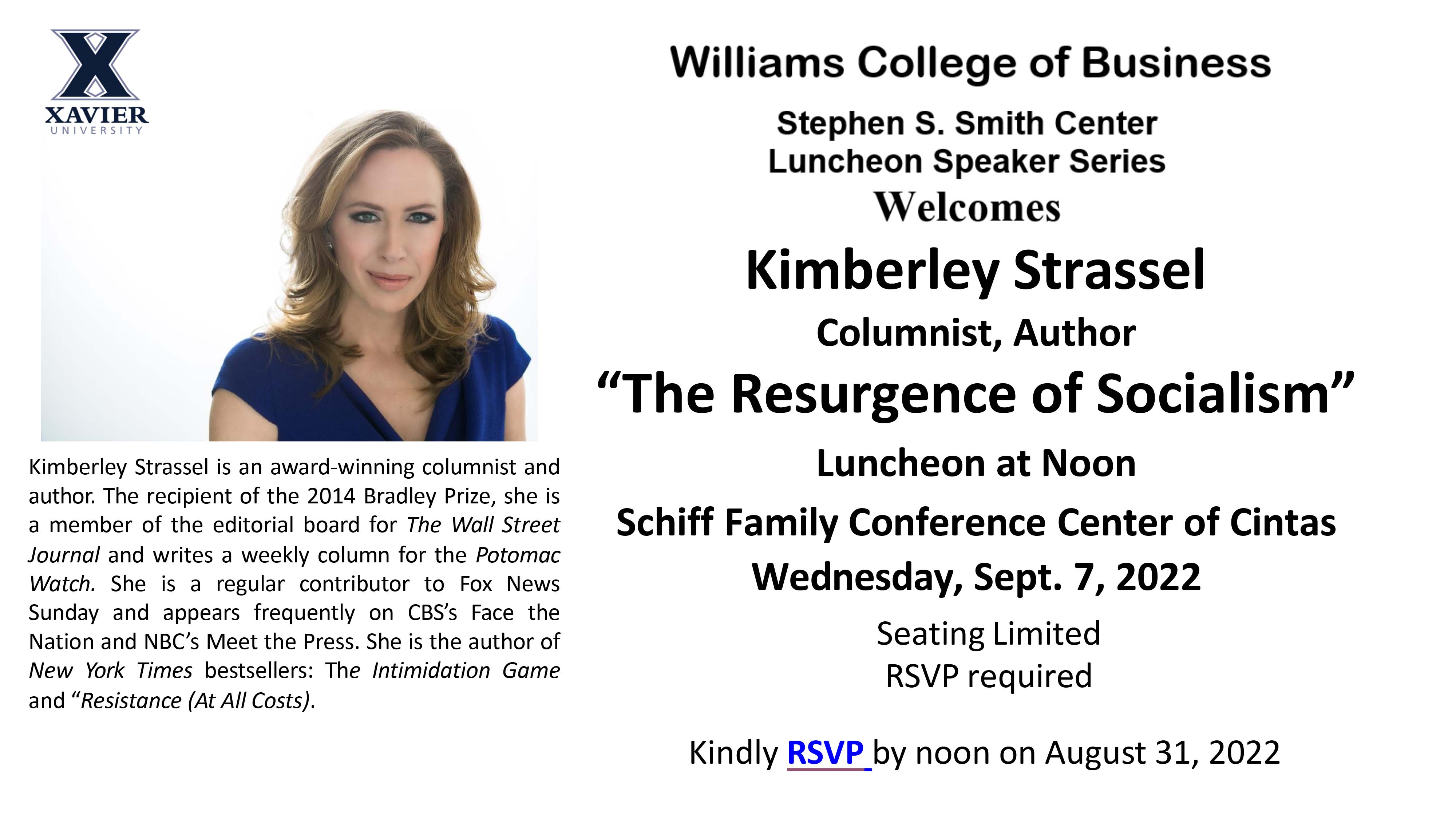 Photo of Kimberley Strasser in an Smiths Center Event Invite