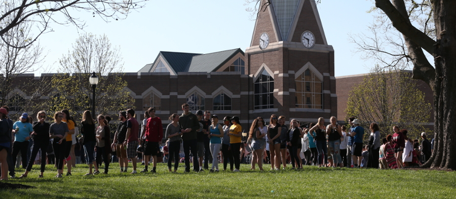 Photo of XU Students in line for a Ticketed Event