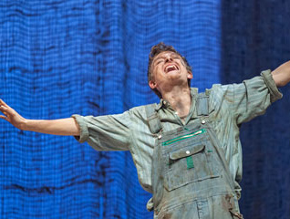 Theatre major onstage during a Of Mice and Men performance