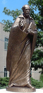 Bronze statue of Ignatius of Loyola on Xavier's campus