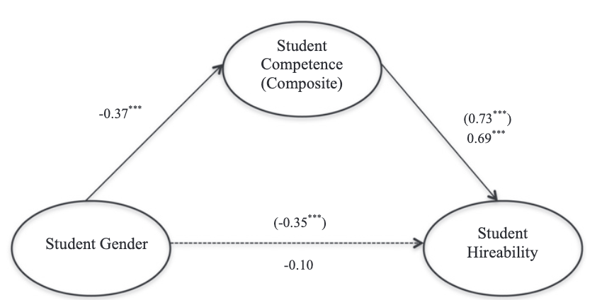 A visualization of student gender difference hiring mediation