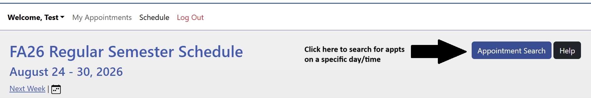 arrow pointing to box reading "search"